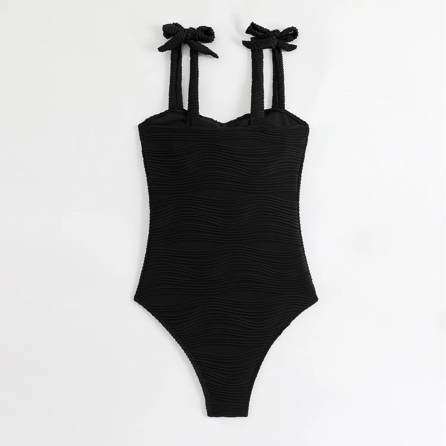 hlysgo One Piece Swimsuit Women Tummy Control Swim Suits 2025 Trendy Tie Straps Bathing Suit Solid Modest Monokini Swimwear