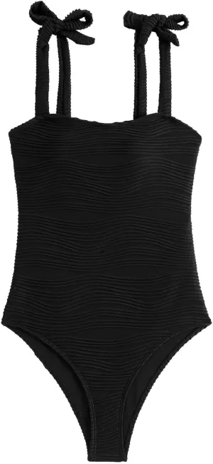 hlysgo One Piece Swimsuit Women Tummy Control Swim Suits 2025 Trendy Tie Straps Bathing Suit Solid Modest Monokini Swimwear