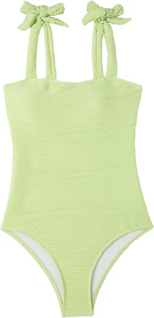 hlysgo One Piece Swimsuit Women Tummy Control Swim Suits 2025 Trendy Tie Straps Bathing Suit Solid Modest Monokini Swimwear