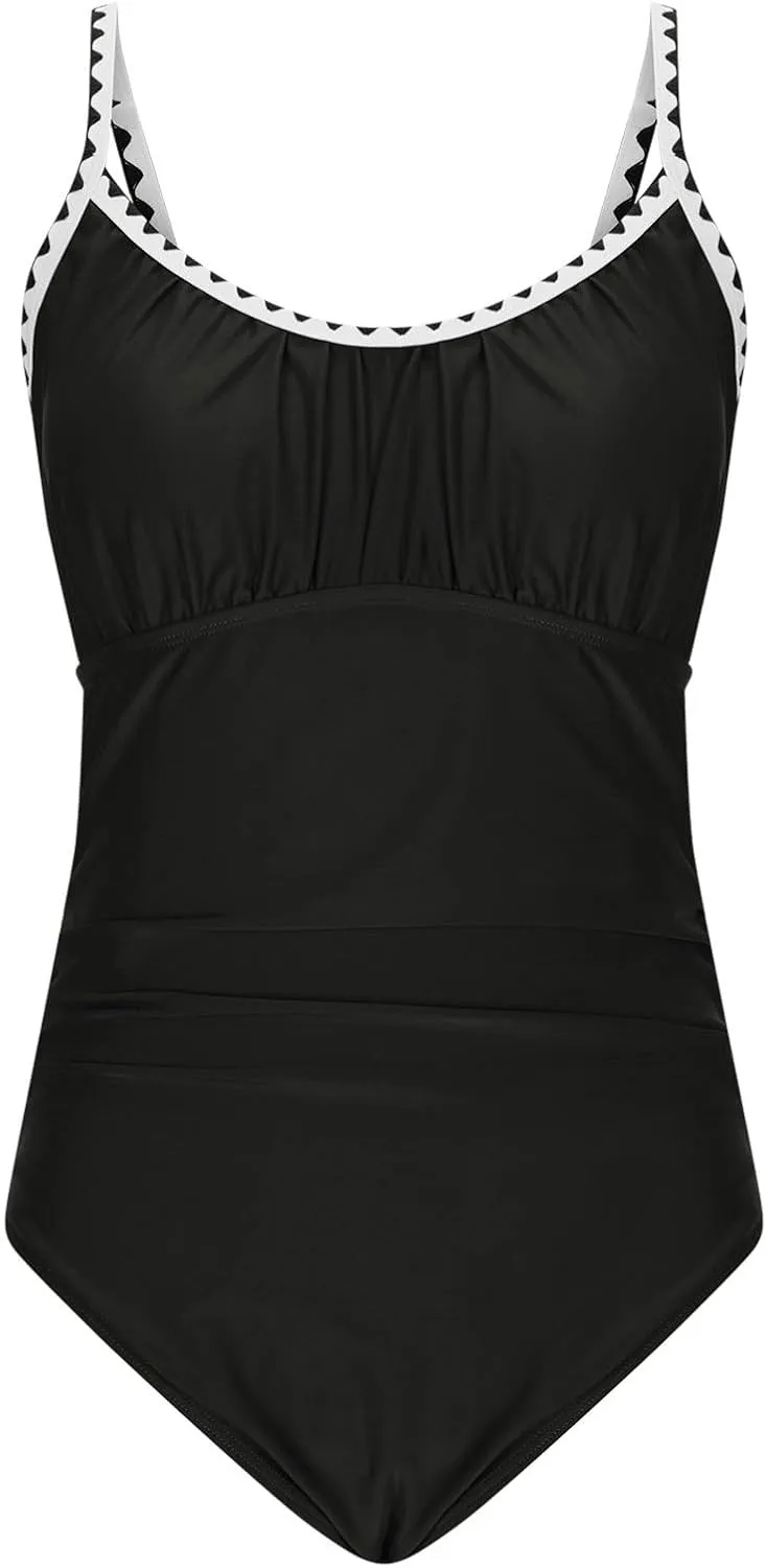 hlysgo Swimming Suits for Women One Piece Swimsuit Tummy Control Modest Bathing Suits 2025 Trendy Spaghetti Straps Swimwear