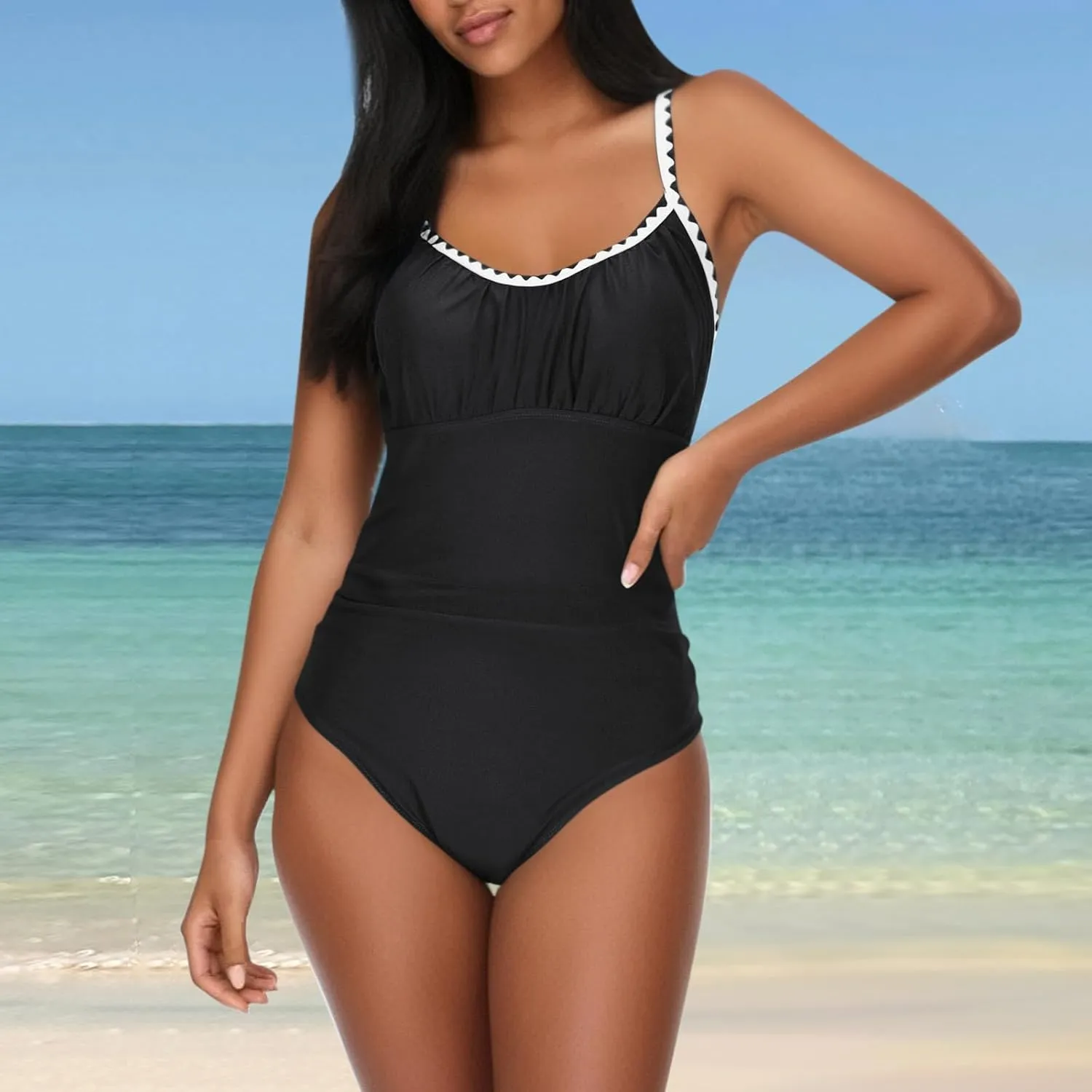 hlysgo Swimming Suits for Women One Piece Swimsuit Tummy Control Modest Bathing Suits 2025 Trendy Spaghetti Straps Swimwear