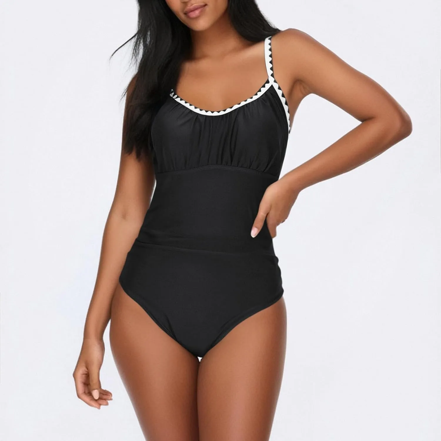 hlysgo Swimming Suits for Women One Piece Swimsuit Tummy Control Modest Bathing Suits 2025 Trendy Spaghetti Straps Swimwear