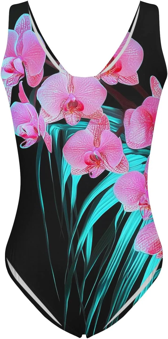 hlysgo Womens One Piece Swimsuits Tummy Control Athletic Bathing Suit 2025 Trendy Floral Print Modest Monokini Swimwear