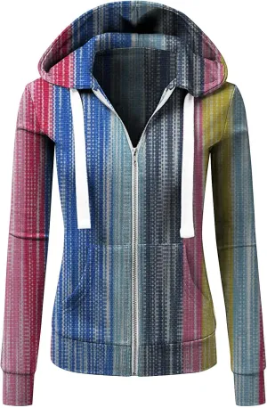 Hoodies for Women Lightweight Thin Full-Zip Hooded Jackets Active Long Sleeve Loose Drawstring Sweatshirt Coat Tops