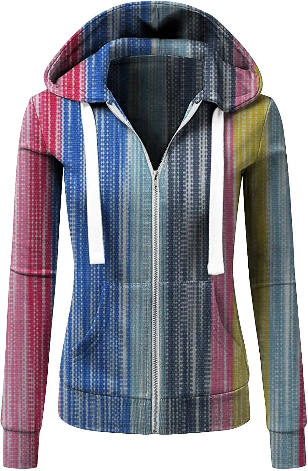 Hoodies for Women Lightweight Thin Full-Zip Hooded Jackets Active Long Sleeve Loose Drawstring Sweatshirt Coat Tops