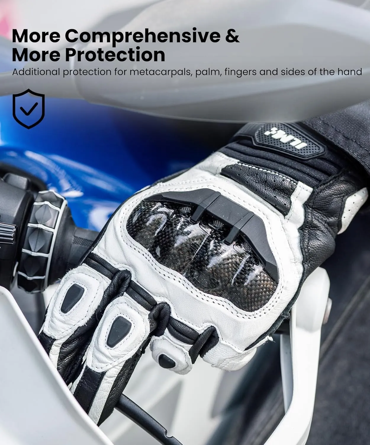 ILM Air Flow Leather Motorcycle Gloves Touchscreen for Men and Women Model-GRC01 (M, White)