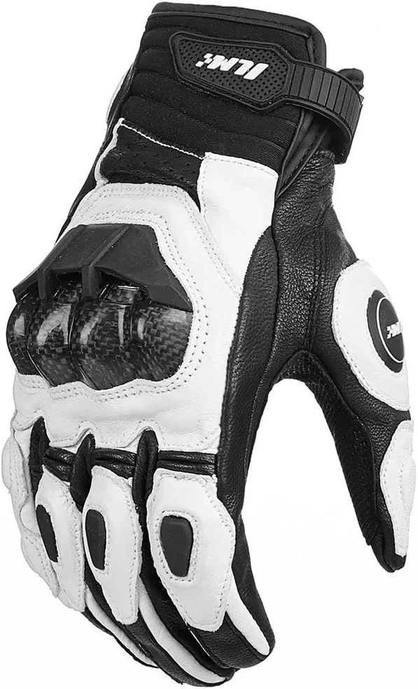 ILM Air Flow Leather Motorcycle Gloves Touchscreen for Men and Women Model-GRC01 (M, White)
