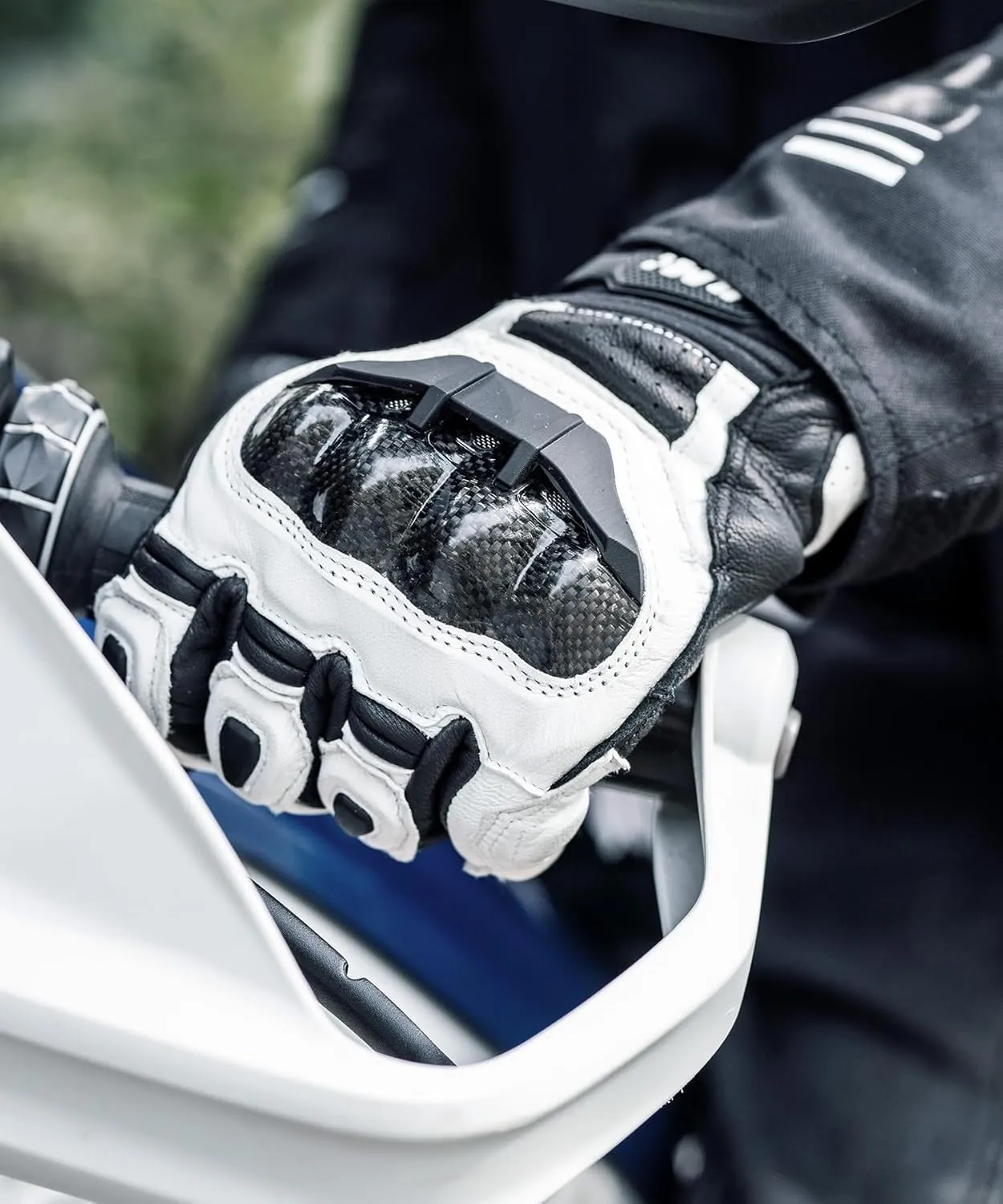 ILM Air Flow Leather Motorcycle Gloves Touchscreen for Men and Women Model-GRC01 (M, White)