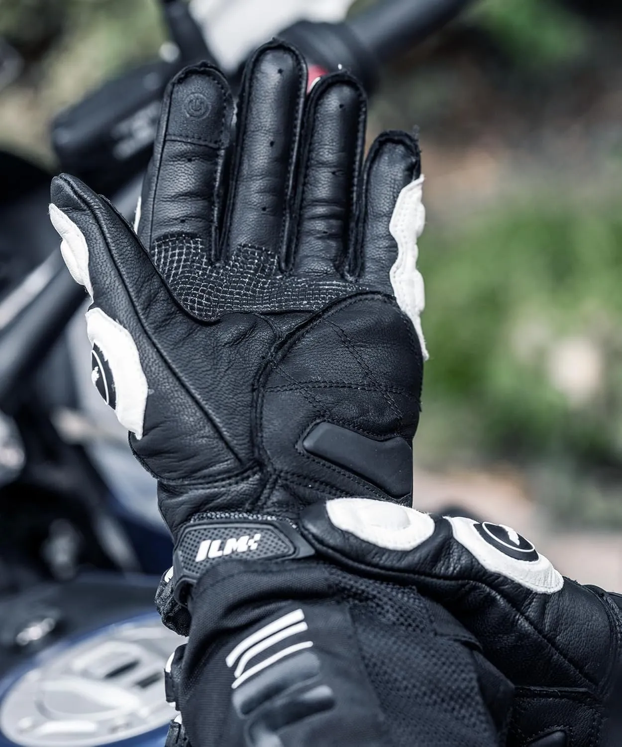 ILM Air Flow Leather Motorcycle Gloves Touchscreen for Men and Women Model-GRC01 (M, White)
