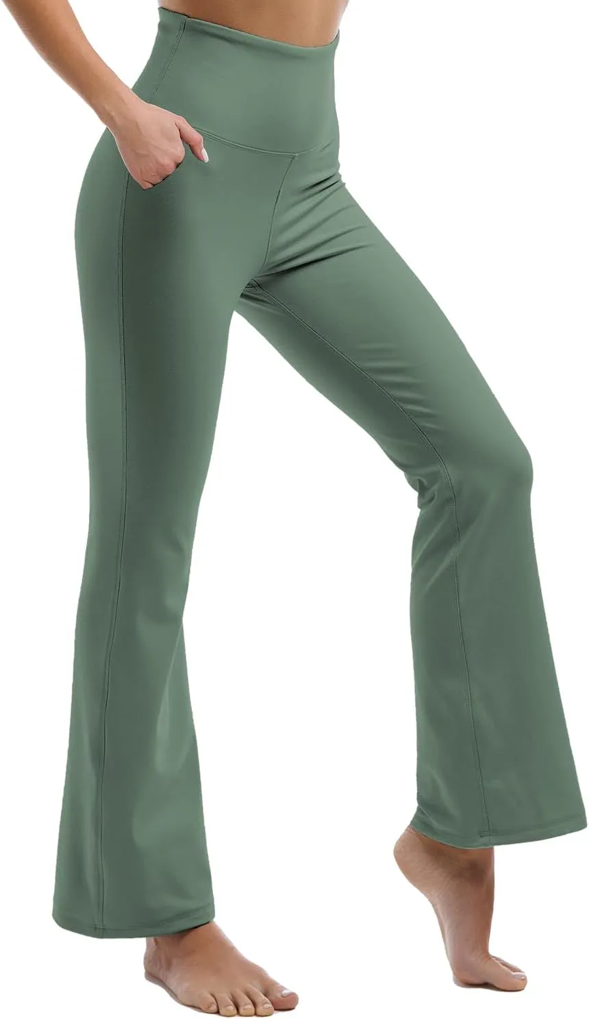 Ipletix Flare Leggings for Women, High Waisted Yoga Pants with Pockets for Women Trousers