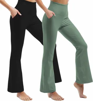 Ipletix Flare Leggings for Women, High Waisted Yoga Pants with Pockets for Women Trousers