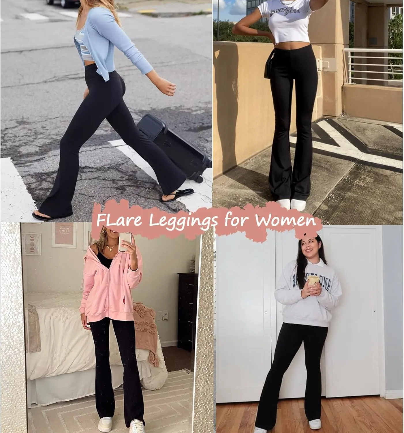 Ipletix Flare Leggings for Women, High Waisted Yoga Pants with Pockets for Women Trousers