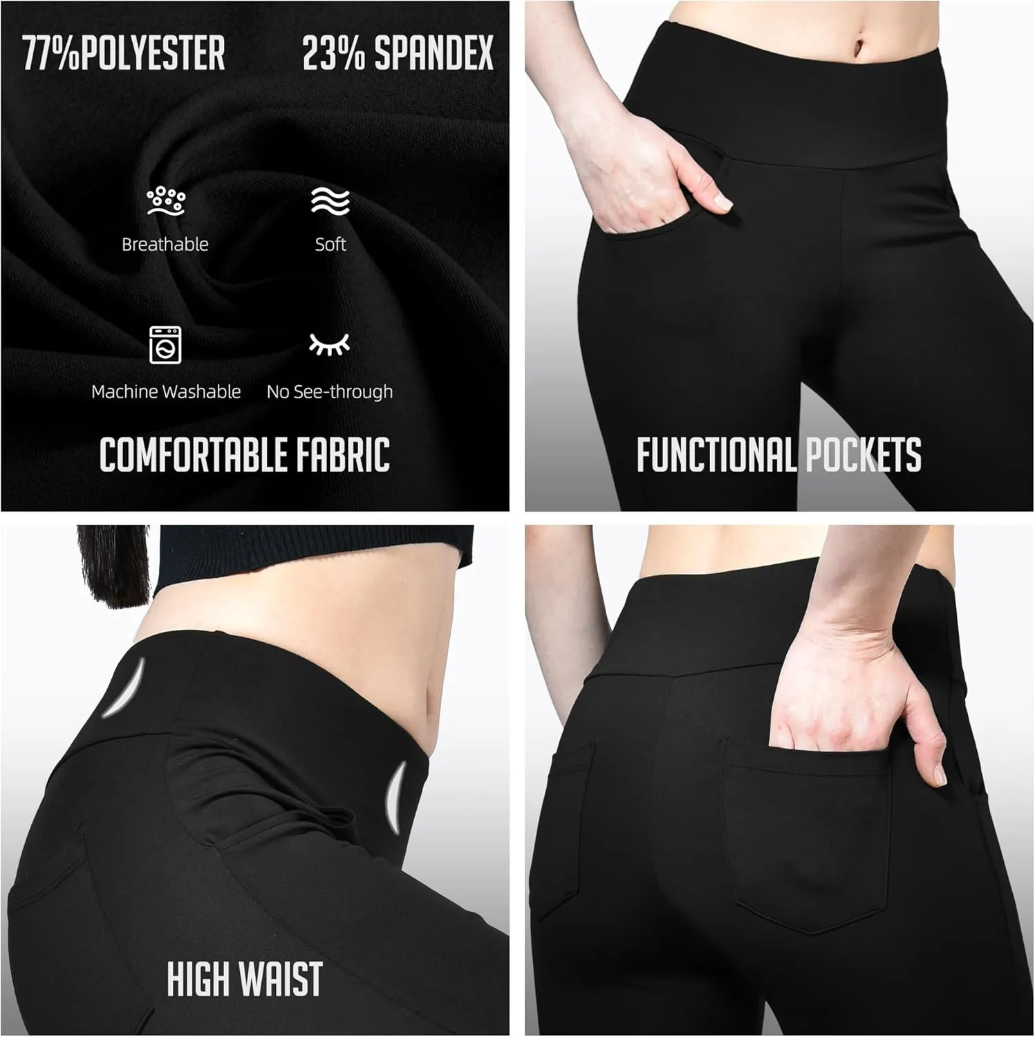 Ipletix Flare Leggings for Women, High Waisted Yoga Pants with Pockets for Women Trousers