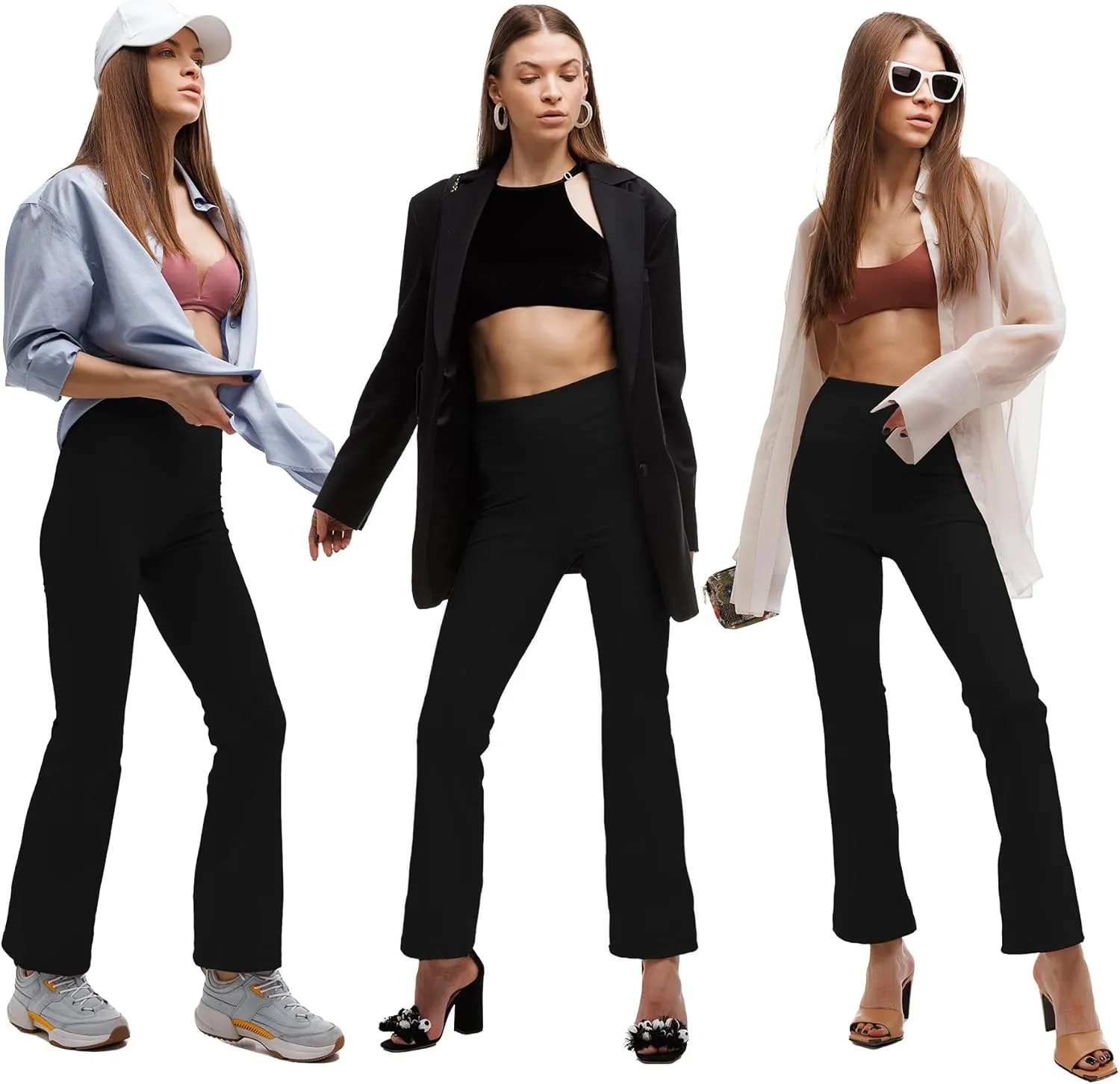 Ipletix Flare Leggings for Women, High Waisted Yoga Pants with Pockets for Women Trousers