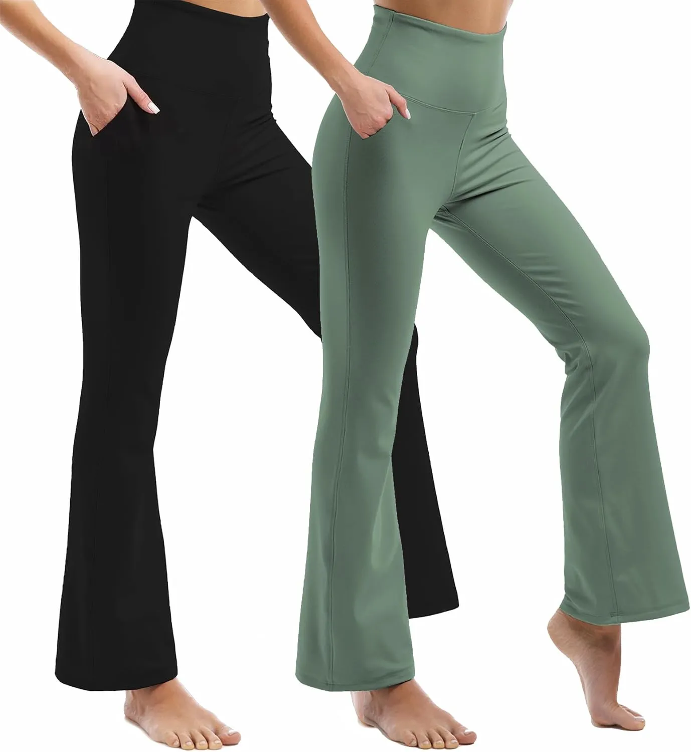 Ipletix Flare Leggings for Women, High Waisted Yoga Pants with Pockets for Women Trousers