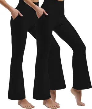 Ipletix Flare Leggings for Women, High Waisted Yoga Pants with Pockets for Women Trousers