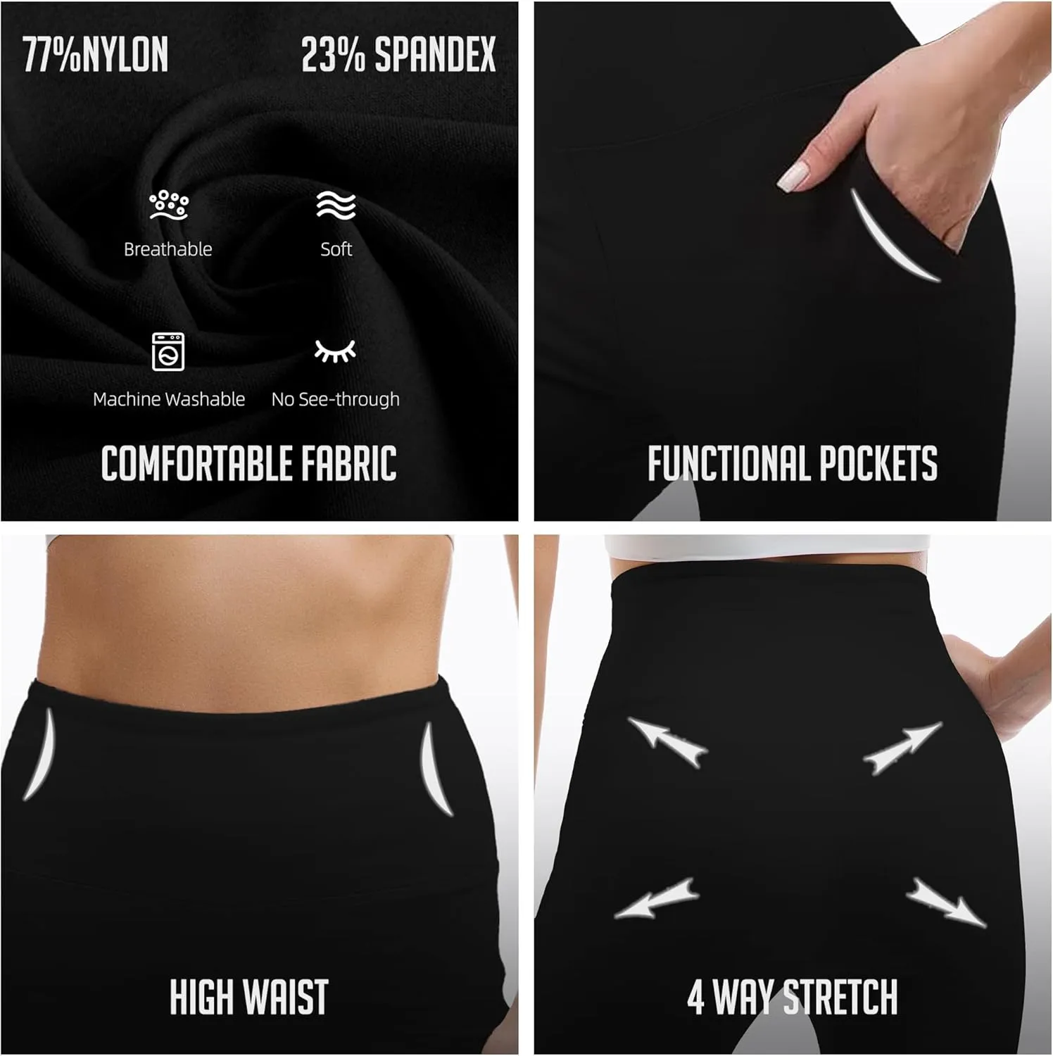 Ipletix Flare Leggings for Women, High Waisted Yoga Pants with Pockets for Women Trousers