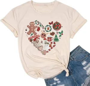 It's The Most Wonderful Time Christmas Shirts Women Santa Snowman Reindeer T-Shirts Xmas Graphic Tee Holiday Tops