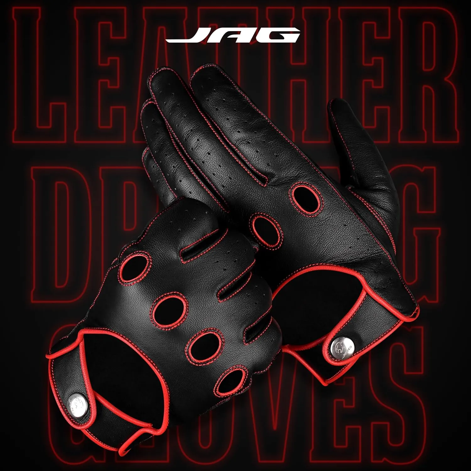 J.A.G. Leather Driving Gloves - Full Finger Touchscreen Motorcycle Riding Gloves for Men & Women, Cycling Unlined Men's Driving Gloves