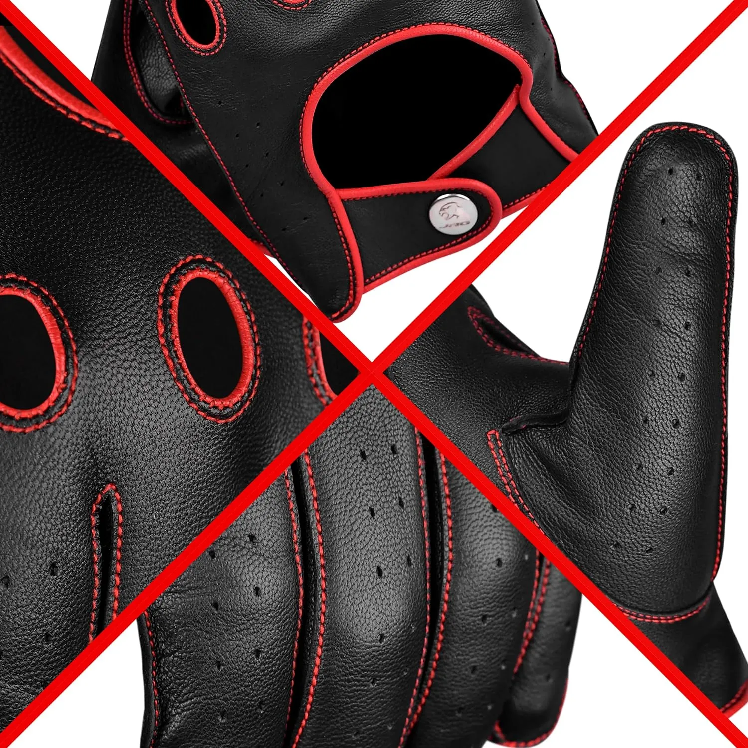 J.A.G. Leather Driving Gloves - Full Finger Touchscreen Motorcycle Riding Gloves for Men & Women, Cycling Unlined Men's Driving Gloves