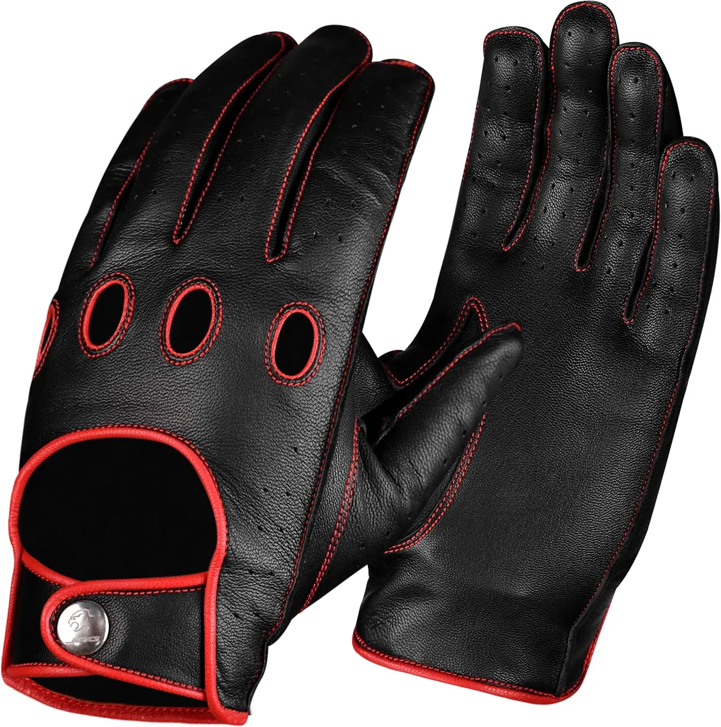 J.A.G. Leather Driving Gloves - Full Finger Touchscreen Motorcycle Riding Gloves for Men & Women, Cycling Unlined Men's Driving Gloves