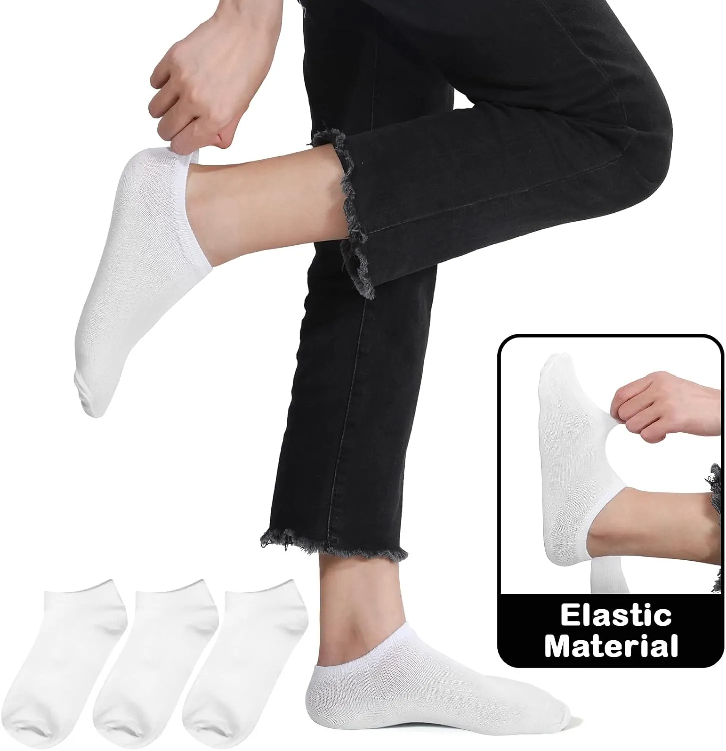 JaGely 100 Pairs Low Cut Ankle Socks Bulk for Women Men Thin Breathable Casual No Show Athletic Cotton Socks
