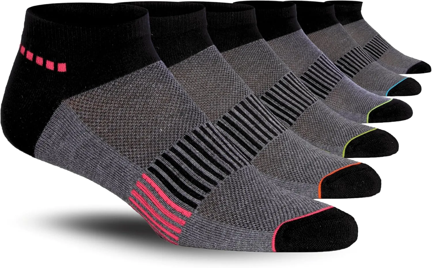 JAMES FIALLO Men's 6-Pair Value Pack Athletic Performance Cushioned Low Cut Sport Socks