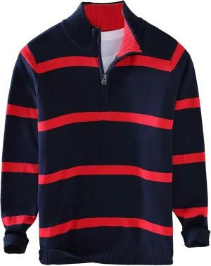 JEShifangjiusu Men'S Quarter Zip Up Sweaters Casual Knitted Mock Neck Polo Sweater Slim Fit Long Sleeve Pullover Sweatshirts