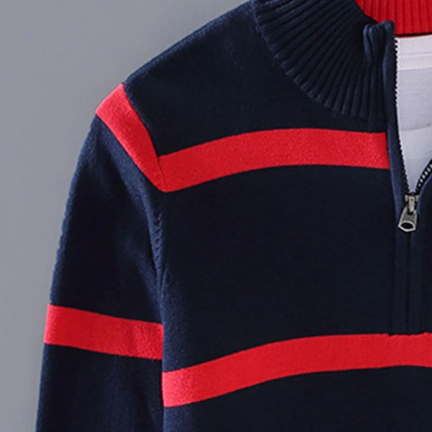 JEShifangjiusu Men'S Quarter Zip Up Sweaters Casual Knitted Mock Neck Polo Sweater Slim Fit Long Sleeve Pullover Sweatshirts