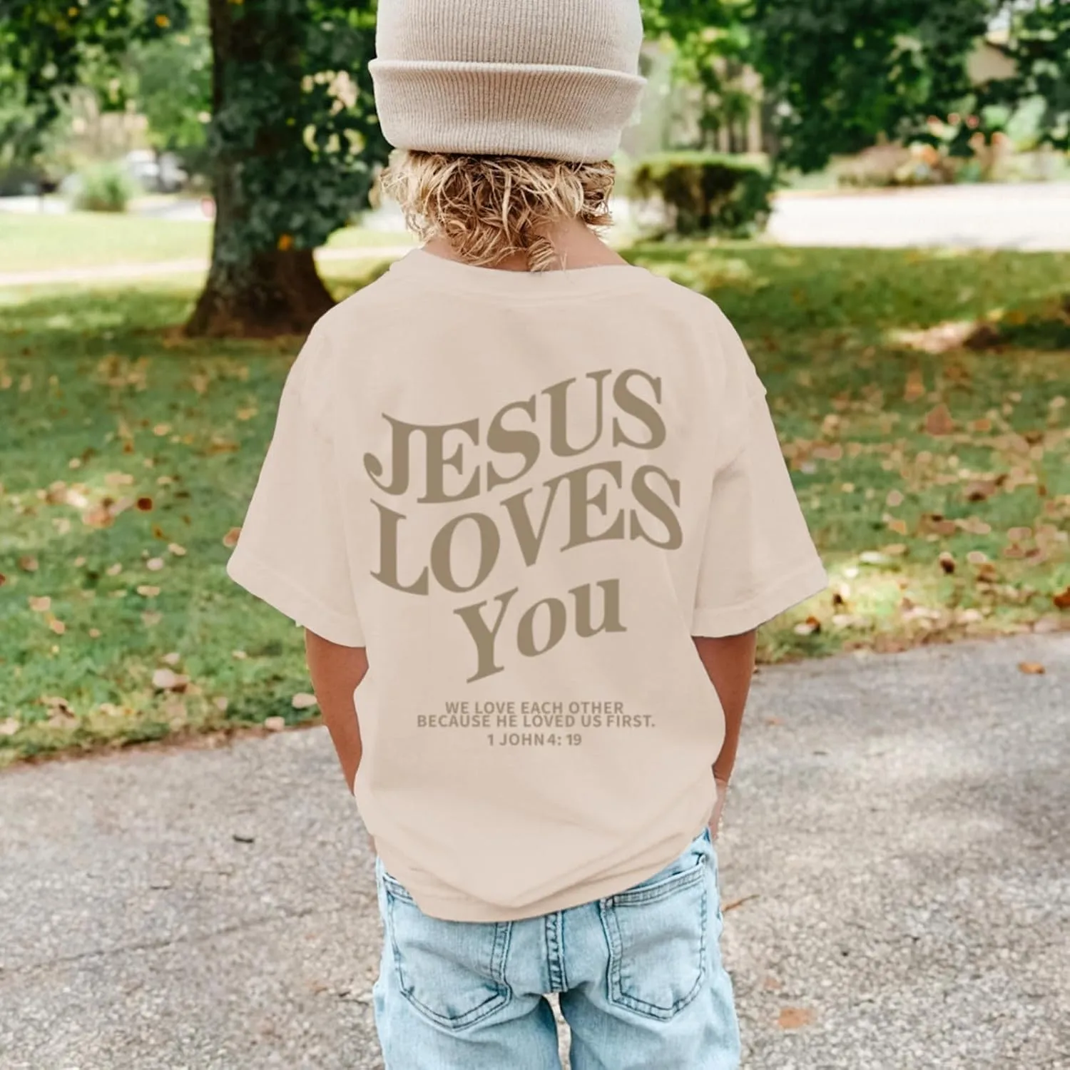 Jesus Loves You Christian Shirt for Boys Bible Verse Letter Printed T Shirts Faith Religious Cotton Short Sleeve Top