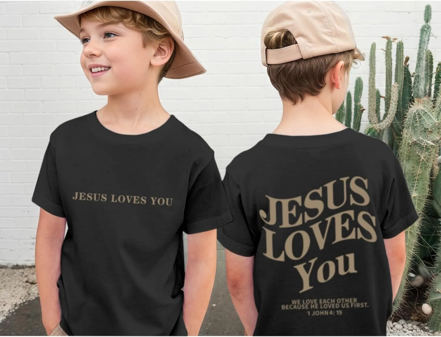 Jesus Loves You Christian Shirt for Boys Bible Verse Letter Printed T Shirts Faith Religious Cotton Short Sleeve Top