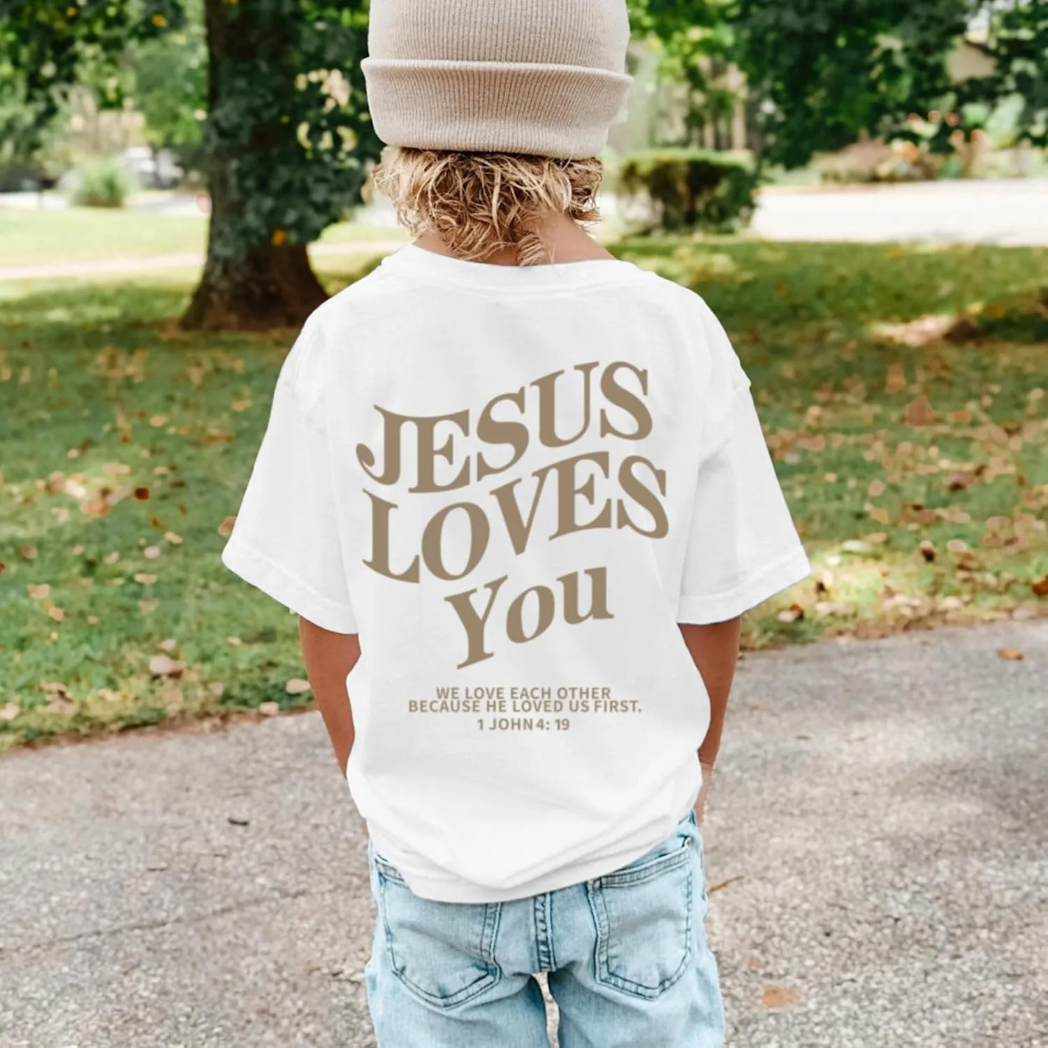 Jesus Loves You Christian Shirt for Boys Bible Verse Letter Printed T Shirts Faith Religious Cotton Short Sleeve Top