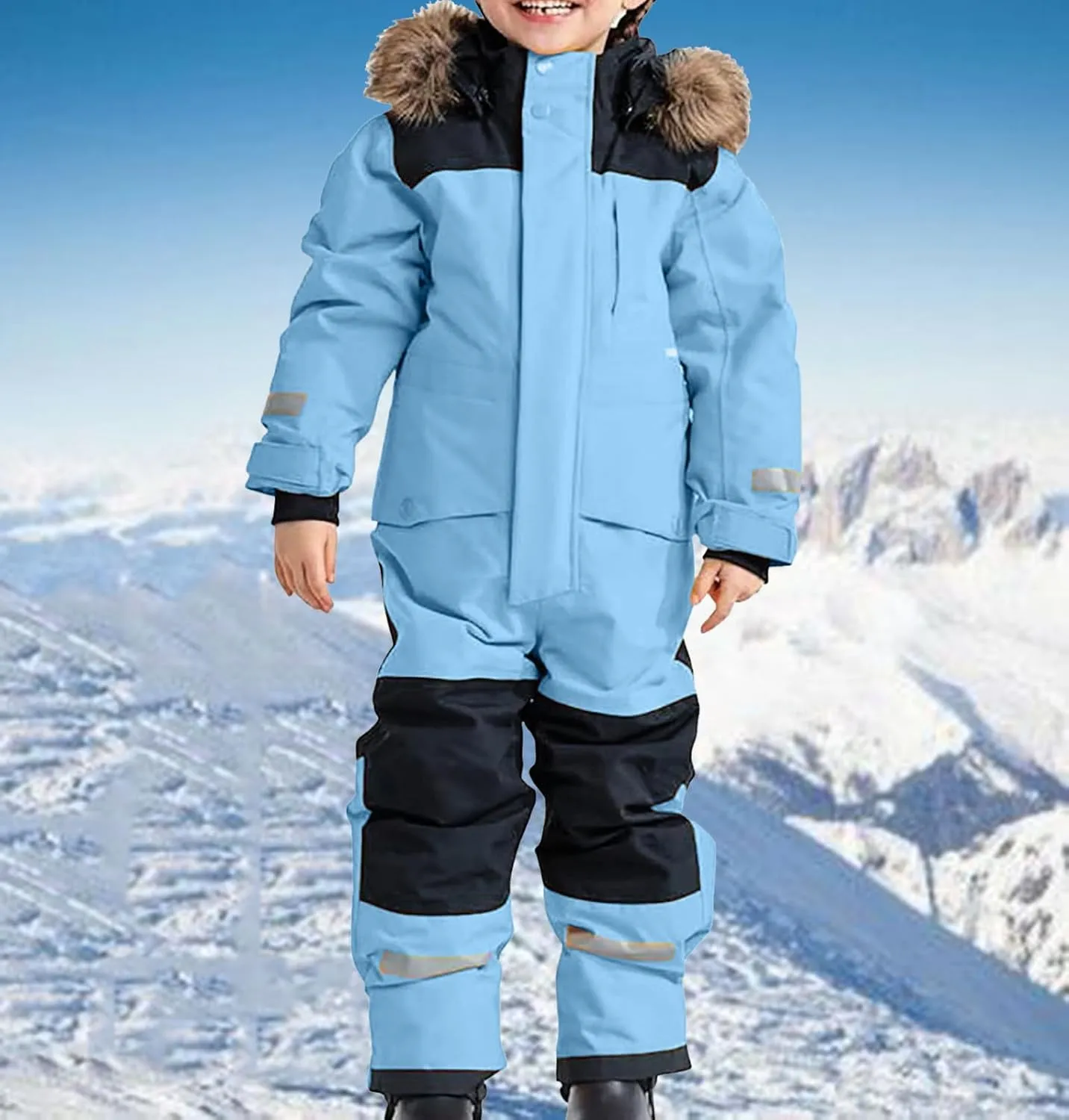 Kids Girls Boys Ski Suits Jumpsuits Waterproof Windproof One Piece Snowsuits Winter Warm Ski Suit Outdoor Clothes