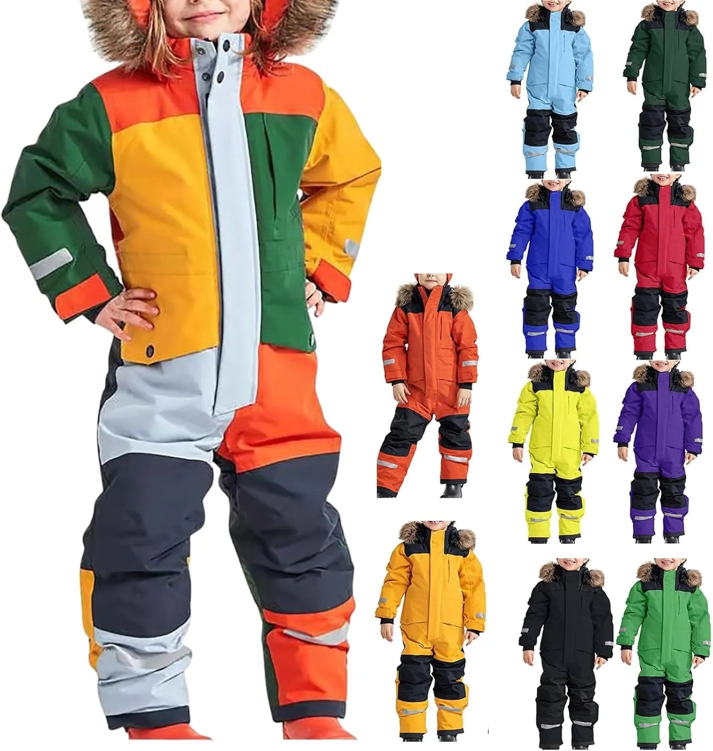 Kids Girls Boys Ski Suits Winter Outdoor Snowsuits Waterproof Windproof One Piece Snowsuits Snowboarding Coats