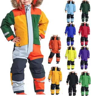 Kids Girls Boys Ski Suits Winter Outdoor Snowsuits Waterproof Windproof One Piece Snowsuits Snowboarding Coats