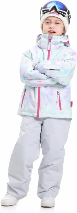 Kids Girls Boys Two Piece Waterproof Colorful Snowsuits Ski Suits Warm Jackets Winter Pants