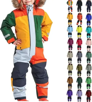 Kids Snow Suit One Piece Snowsuit Girls Boys Ski Snowboard Jumpsuits Winter Waterproof Windproof Jackets