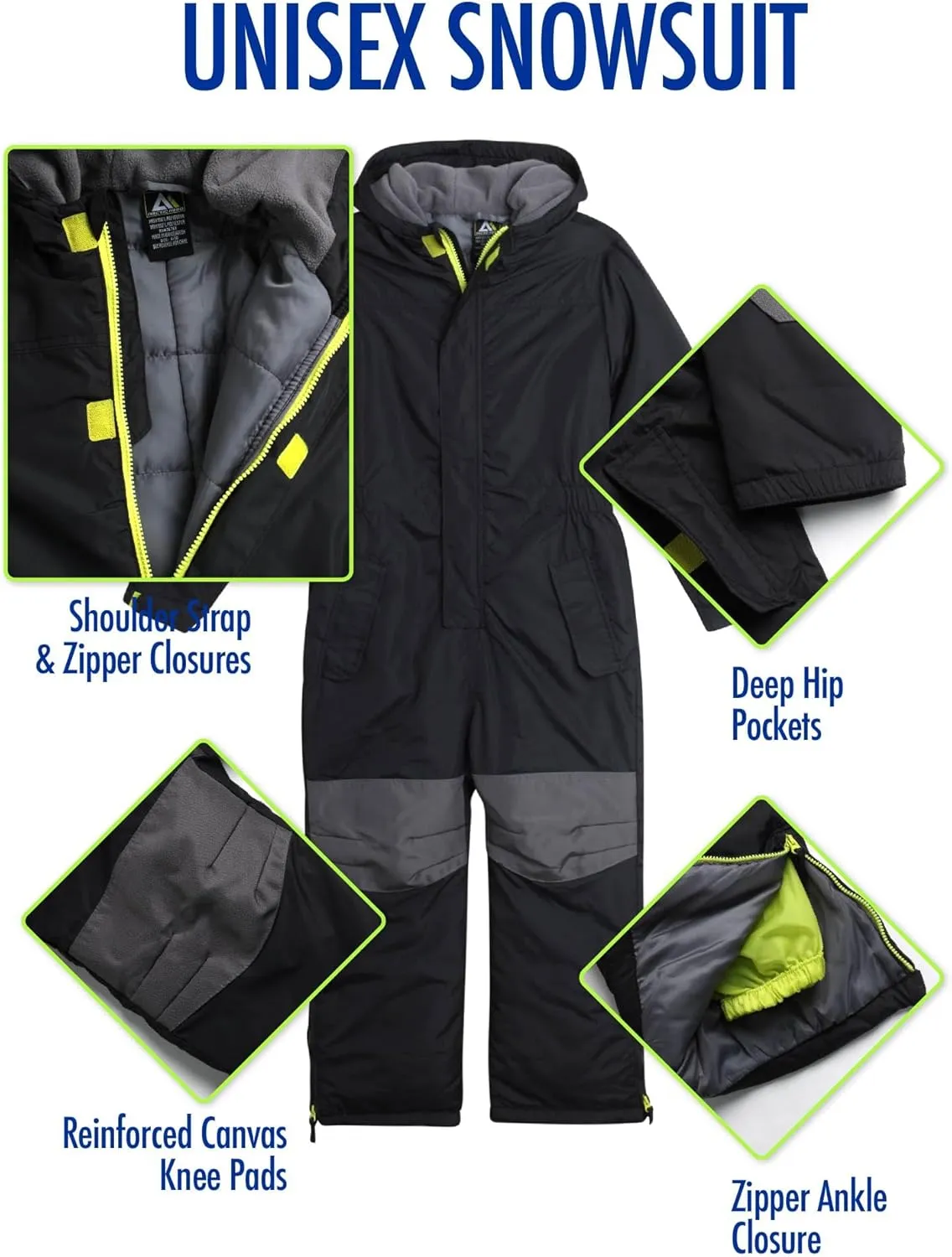 Kids' Snowsuit - Boys' and Girls' Waterproof Jumpsuit - Winter Pram Snowmobile Ski Suit Coveralls (2T-12)