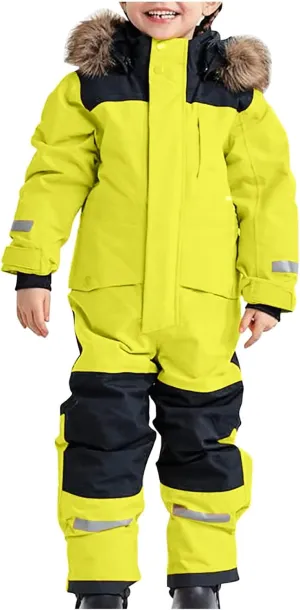 Kids Snowsuits Girls Boys One Piece Snowsuits Waterproof Windproof Winter Outdoor Overalls Snowboarding Ski Suits