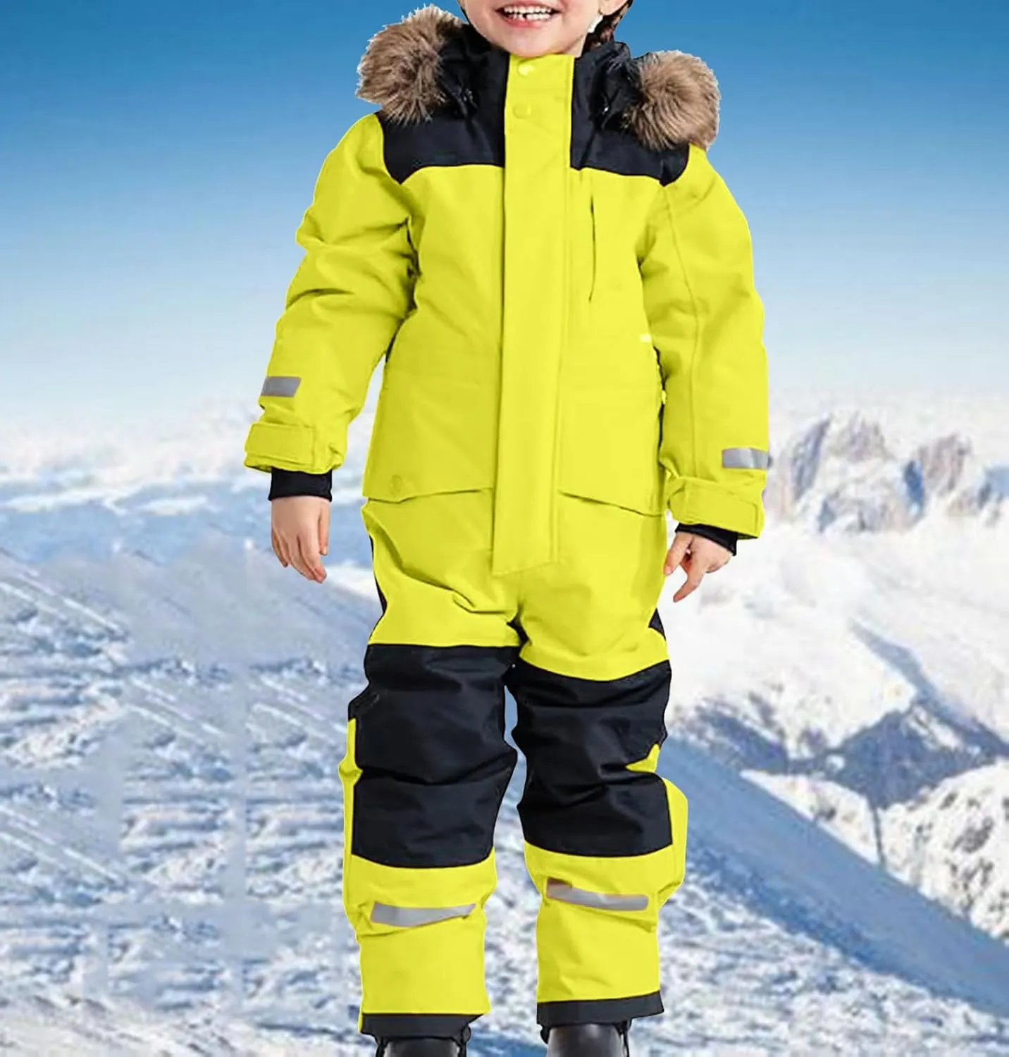 Kids Snowsuits Girls Boys One Piece Snowsuits Waterproof Windproof Winter Outdoor Overalls Snowboarding Ski Suits