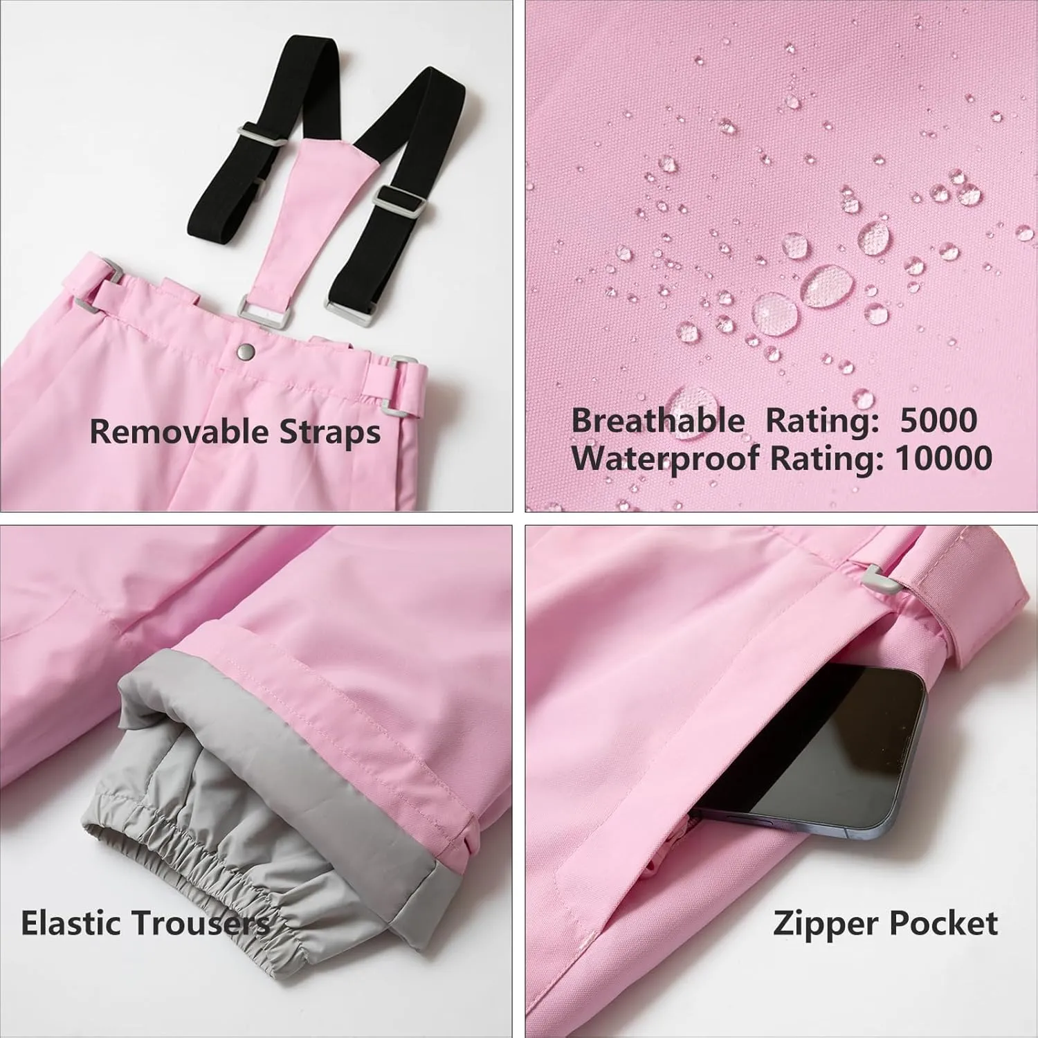 Kids Waterproof Snow Pants Winter Warm Skiing Snowboard Pants for Boys Girls