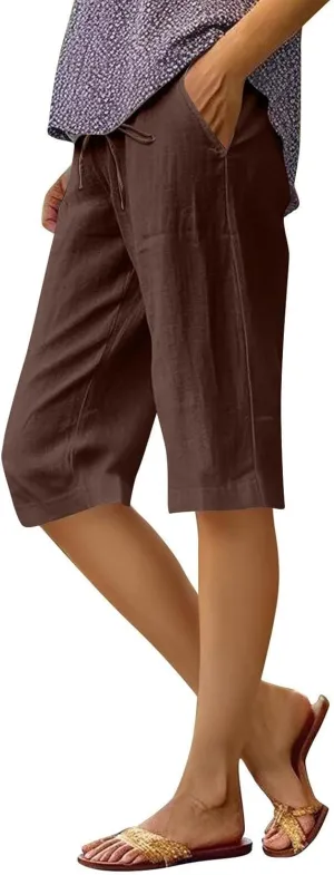 Knee Length Shorts Women 2025 Summer Casual Comfy Lightweight Bermuda Short Pants Trendy Travel Clothes