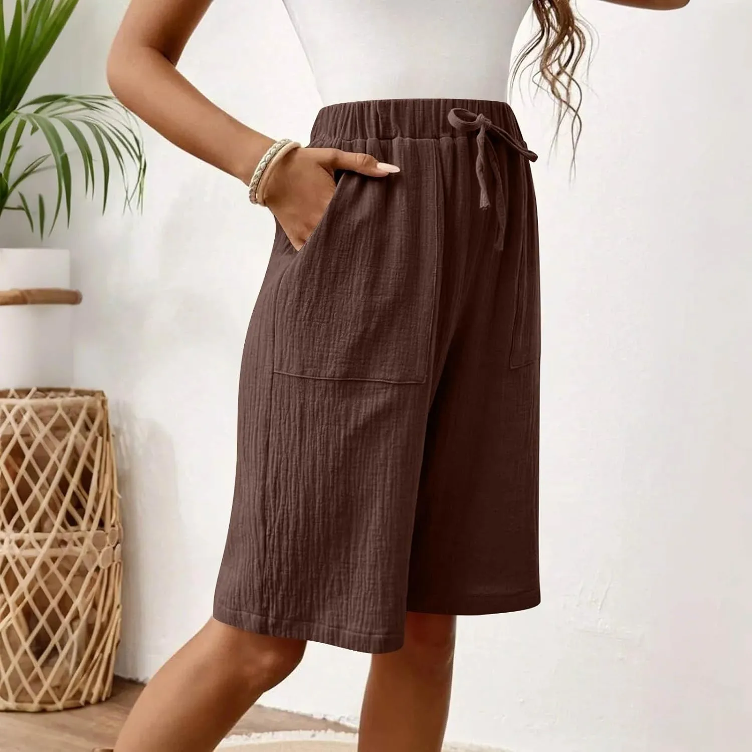 Knee Length Shorts Women 2025 Summer Casual Comfy Lightweight Bermuda Short Pants Trendy Travel Clothes