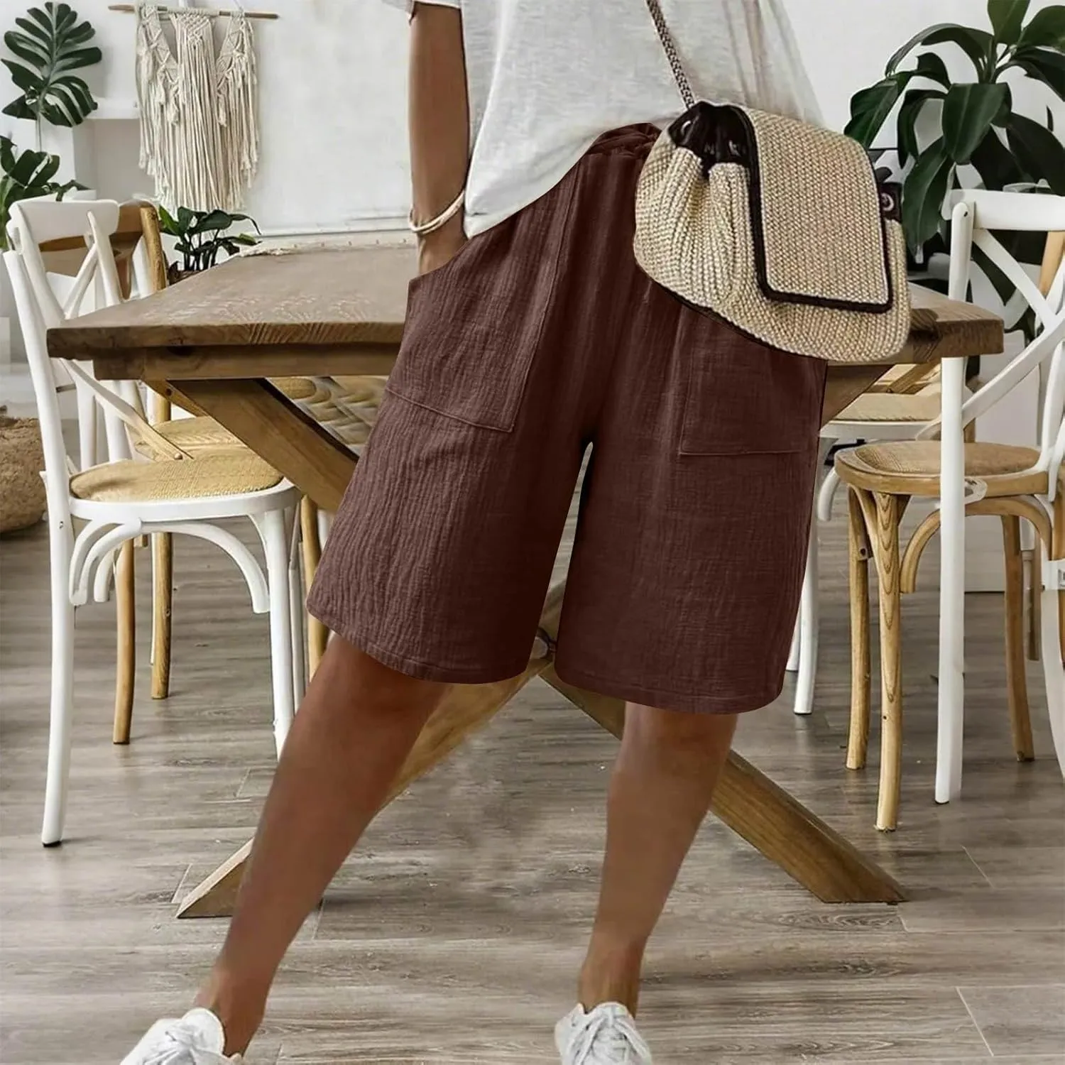 Knee Length Shorts Women 2025 Summer Casual Comfy Lightweight Bermuda Short Pants Trendy Travel Clothes