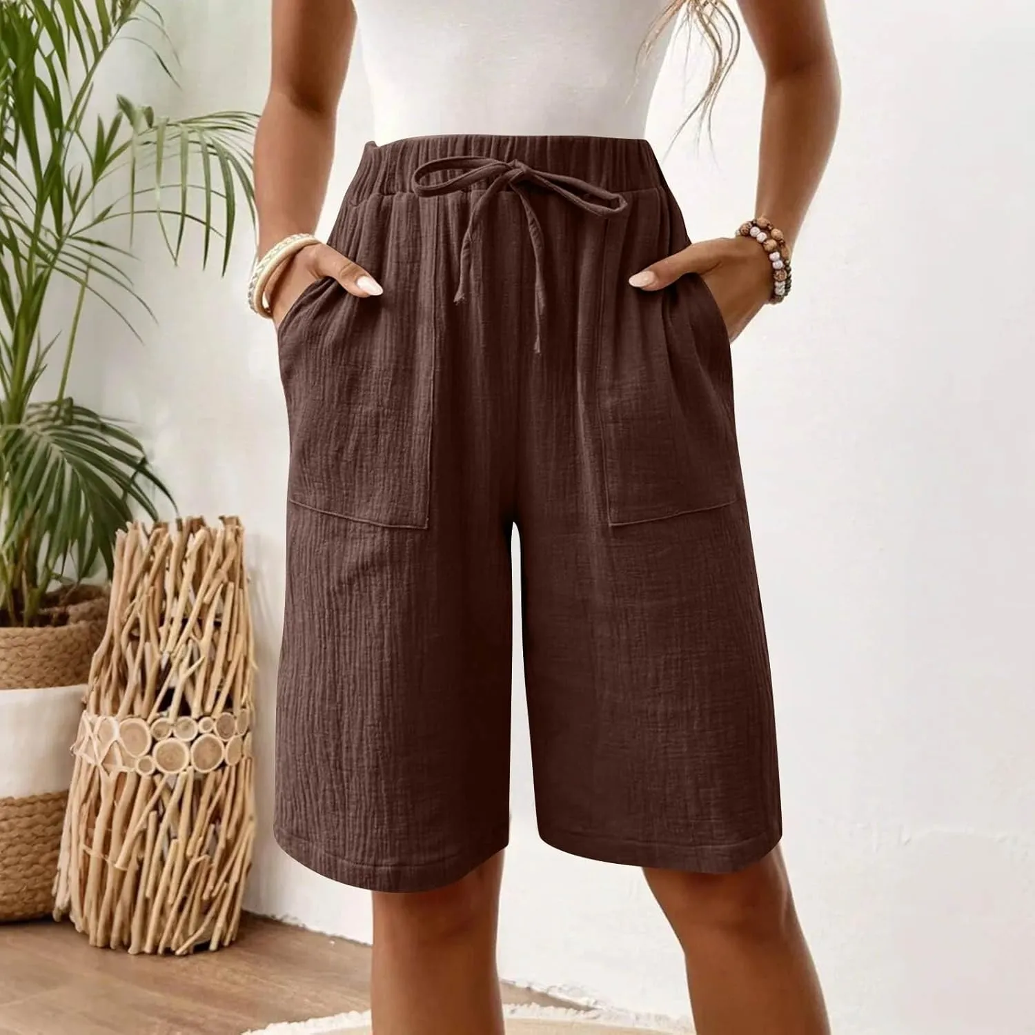 Knee Length Shorts Women 2025 Summer Casual Comfy Lightweight Bermuda Short Pants Trendy Travel Clothes
