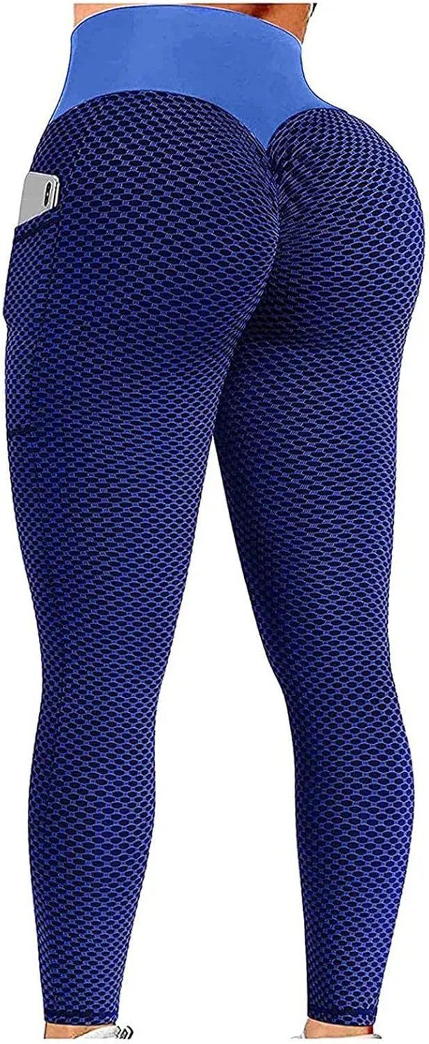 Ladmiple 2PCS Leggings for Women Butt Lift Tummy Control with Pockets Scrunch Booty High Waist Workout Yoga Pants Gym Tights