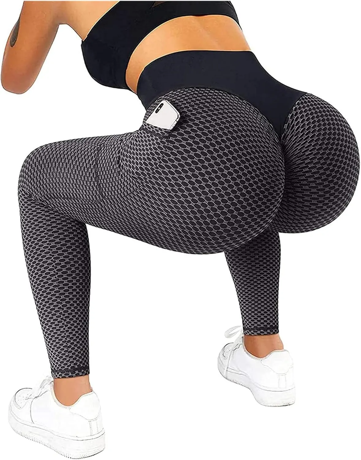 Ladmiple 2PCS Leggings for Women Butt Lift with Pockets Workout High Waist Running Tummy Control Sports Yoga Athletic Pants