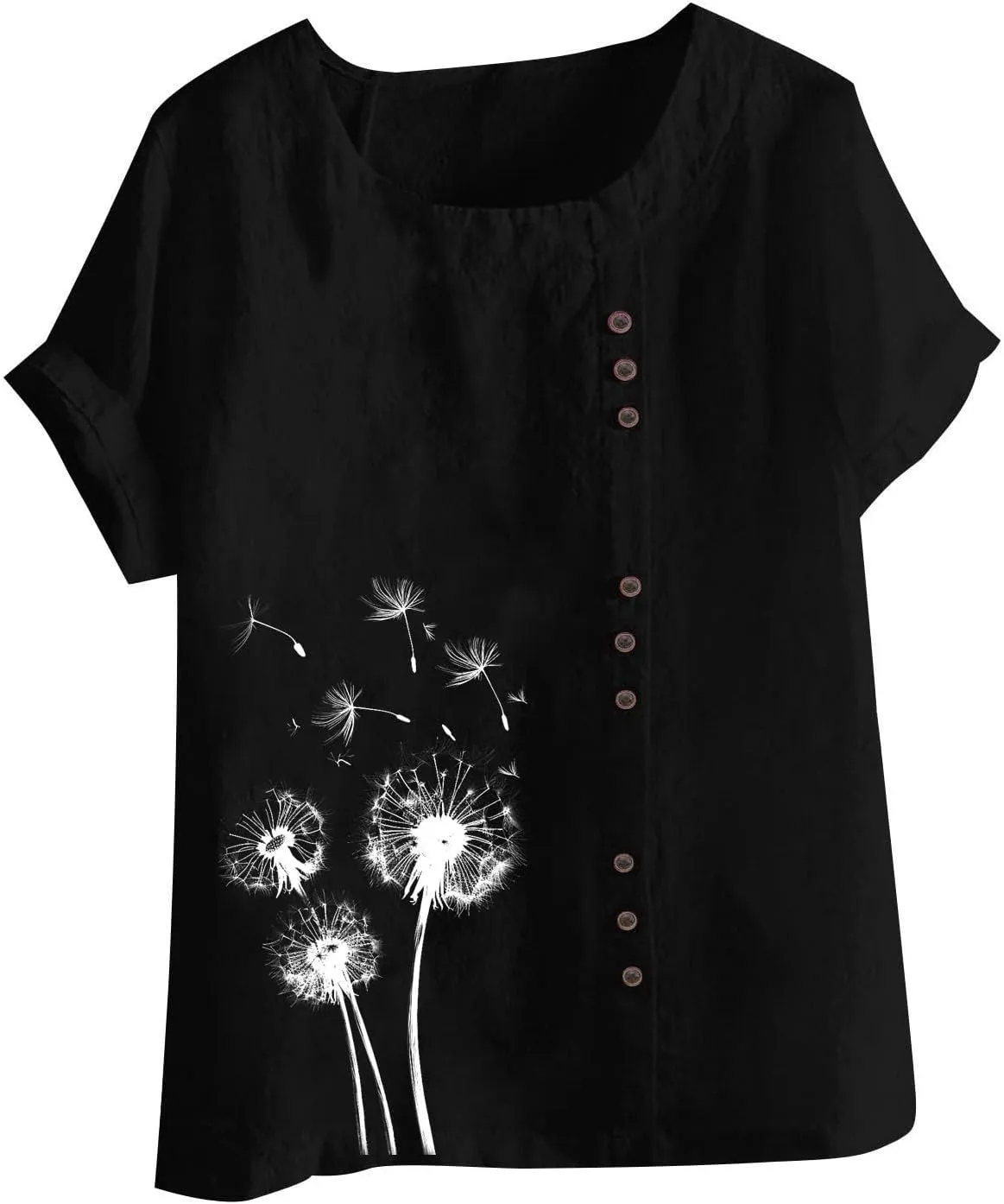 Linen Shirts for Women Plus Size Printed T Shirts Short Sleeve Button Down Blouse Summer Beach Vacation Tops 2025
