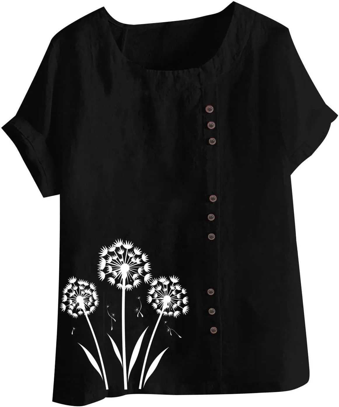 Linen Shirts for Women Plus Size Printed T Shirts Short Sleeve Button Down Blouse Summer Beach Vacation Tops 2025