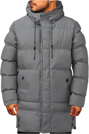 Long Hooded Puffer Jacket for Men Winter Parka Jackets Big and Tall Outwear Heavyweight Down Jacket Windproof Jackets